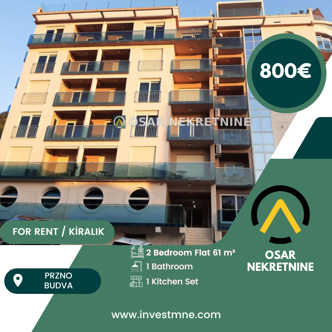 Budva _ PRZNO _ Daire _ 2 ODA _ 61 m² _ 4. KAT _ Mobilyalı