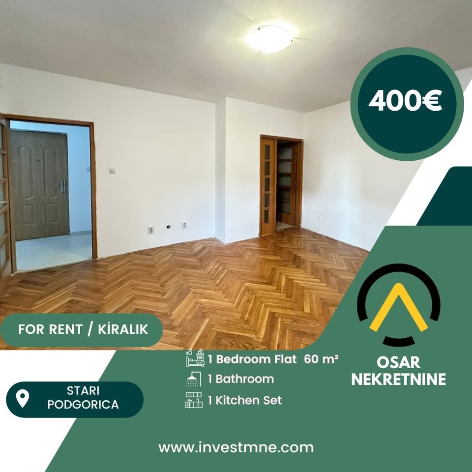 Podgorica _ Stari Aedrom _ Daire _ 1 ODA _ 60 m² _ 4. KAT _ Mobilyasız