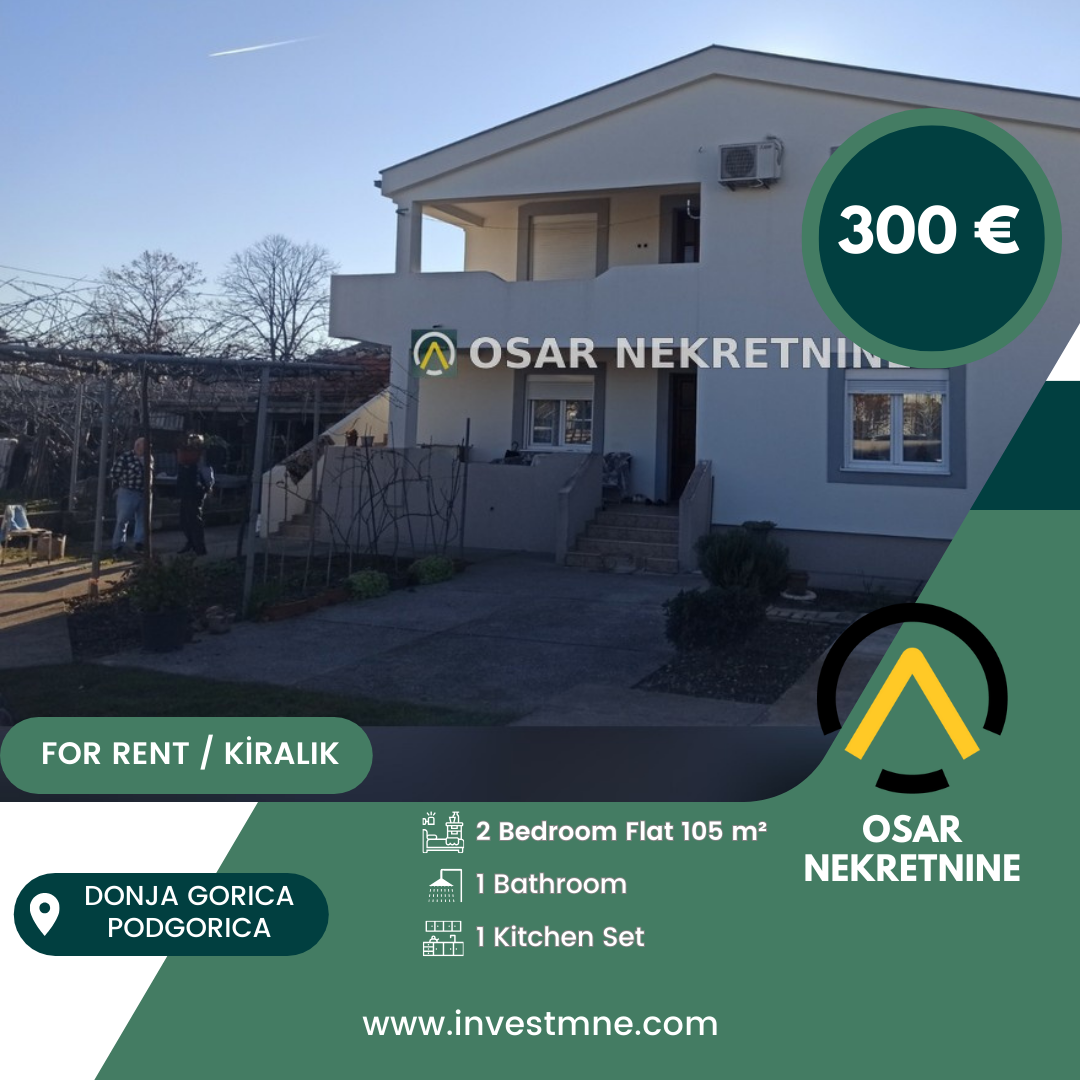 Podgorica _ Donja Gorica _ Daire _ 2 ODA _ 105 m² _ 1. KAT _ Mobilyasız