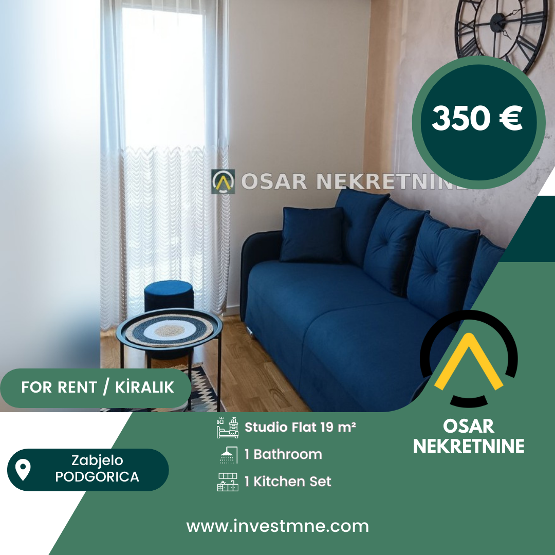 Podgorica _ Zabjelo _ Daire _ Studio ODA _ 19 m² _ 1. KAT _ Mobilyalı