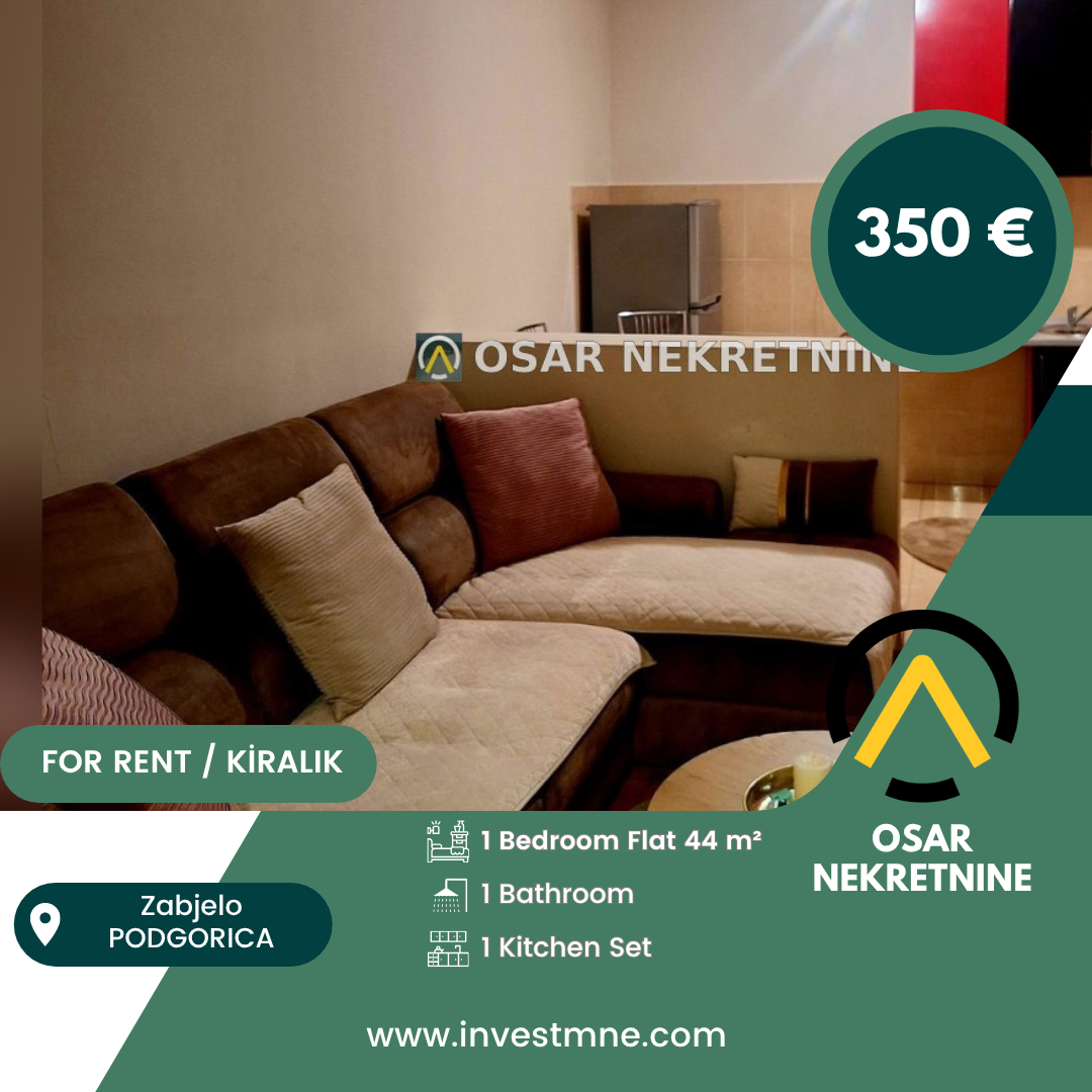 Podgorica _ Zabjelo _ Daire _ 1 ODA _ 44 m² _ 2. KAT _ Mobilyalı