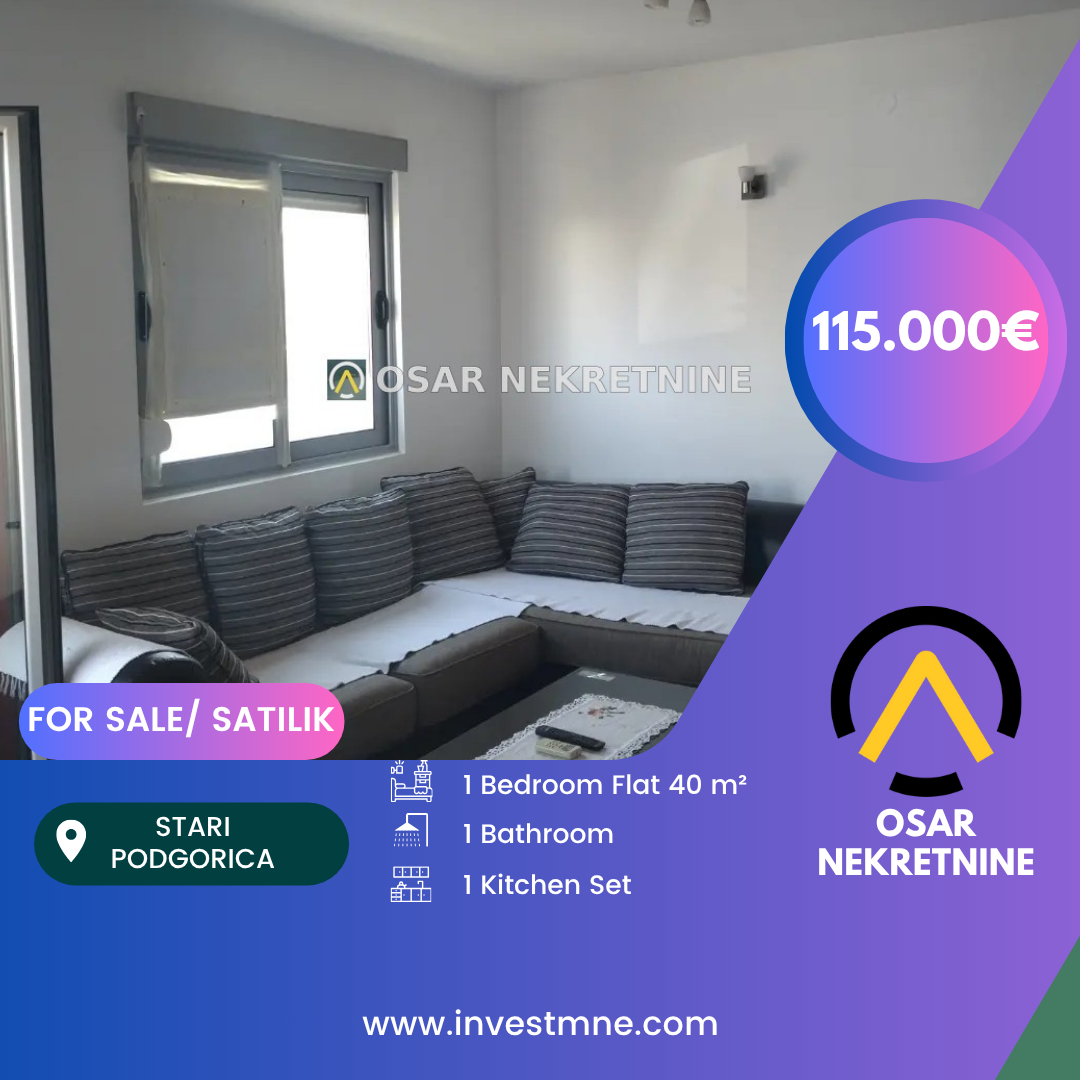 Stari Aedrom'da Satılık 1 Odalı Daire, 40 m²